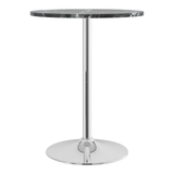 Wooden Bar Table Round in Marble Effect 96cm High With Chrome Base - Carrow