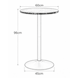 Wooden Bar Table Round in Marble Effect 96cm High With Chrome Base - Carrow