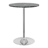 Wooden Bar Table Round in Marble Effect 96cm High With Chrome Base - Carrow