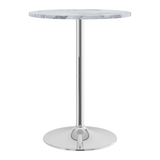 Wooden Bar Table Round in Marble Effect 96cm High With Chrome Base - Carrow
