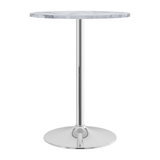 Wooden Bar Table Round in Marble Effect 96cm High With Chrome Base - Carrow