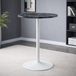 Wooden Bar Table Round in Marble Effect 96cm High With White Base - Carrow