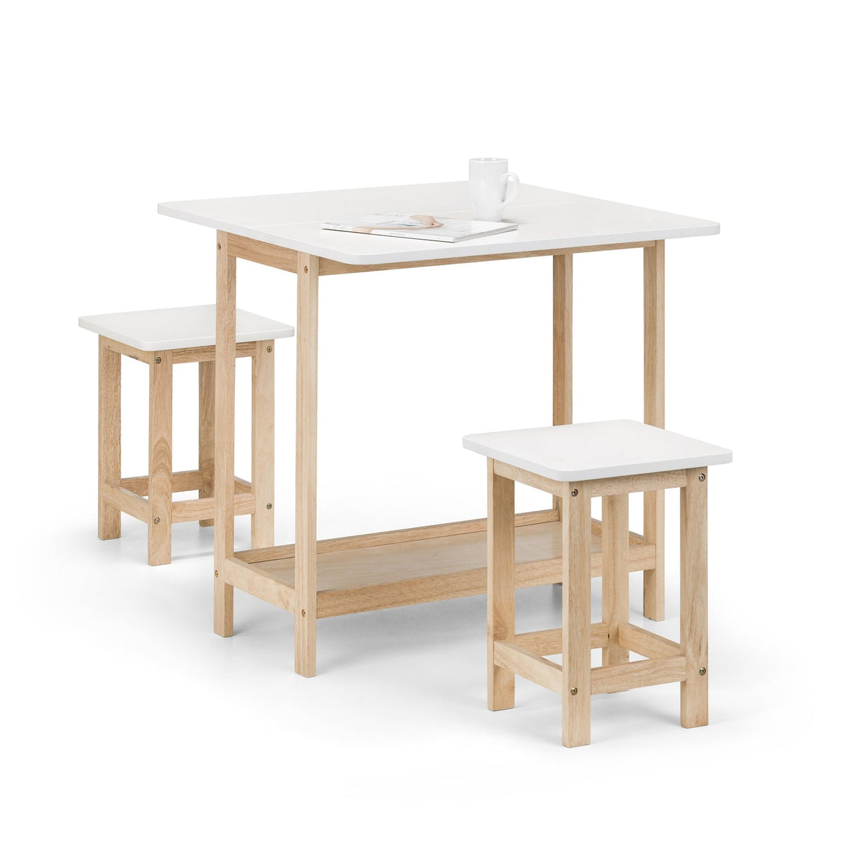 Wooden Bar Table With 2 Bar Stools - Bergen