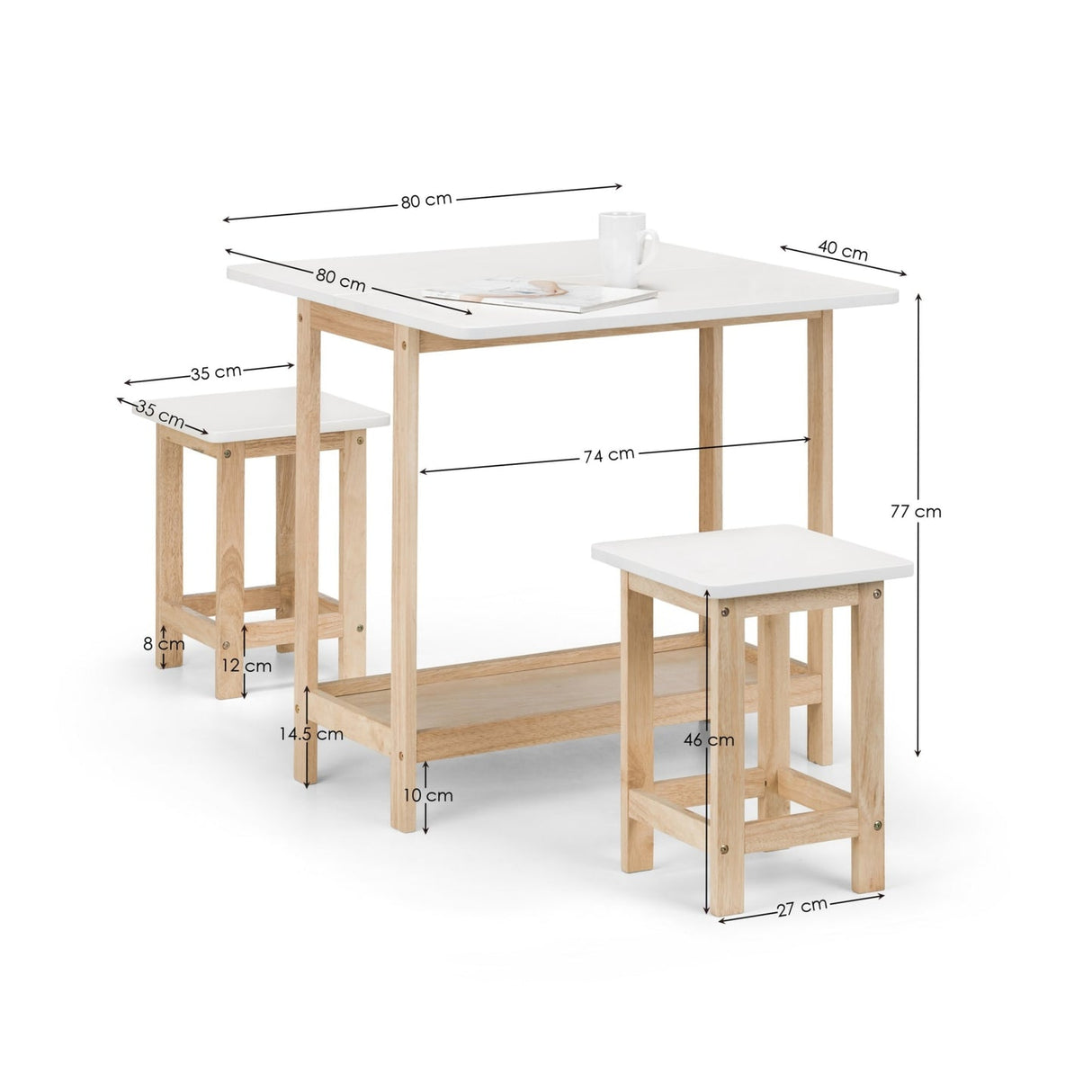 Wooden Bar Table With 2 Bar Stools - Bergen