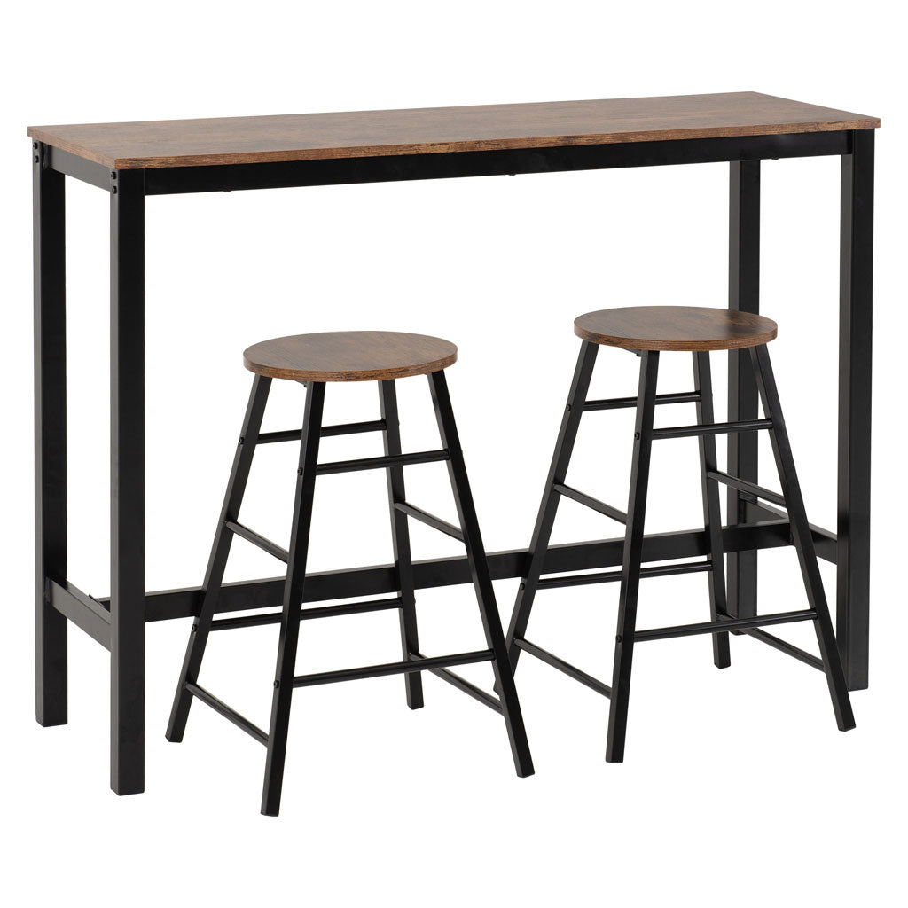 Wooden Bar Table With 2 Stools - Athens