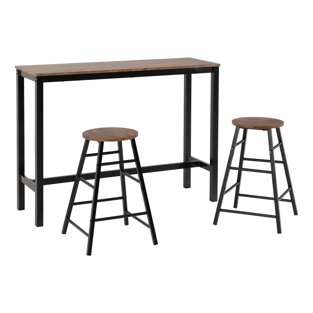 Wooden Bar Table With 2 Stools - Athens
