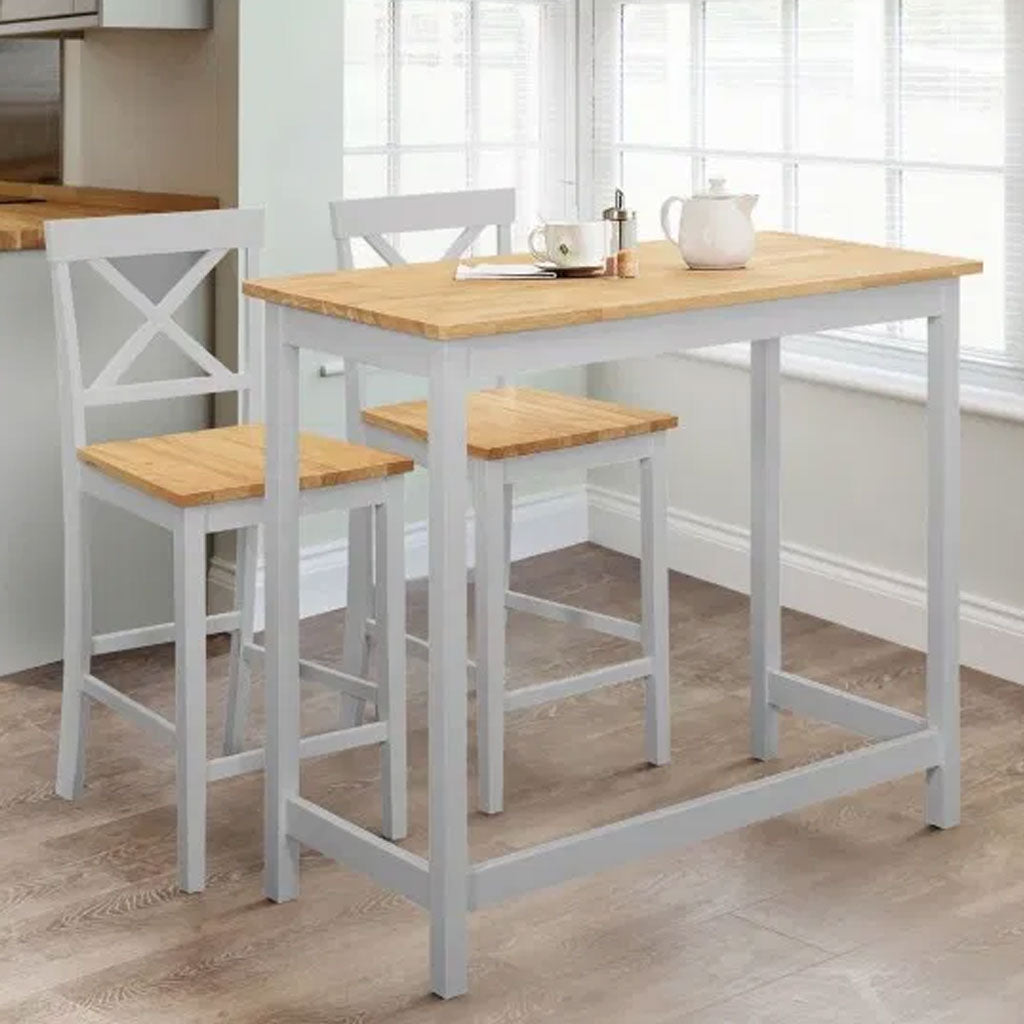 Wooden Bar Table With 2 Stools - Marlow