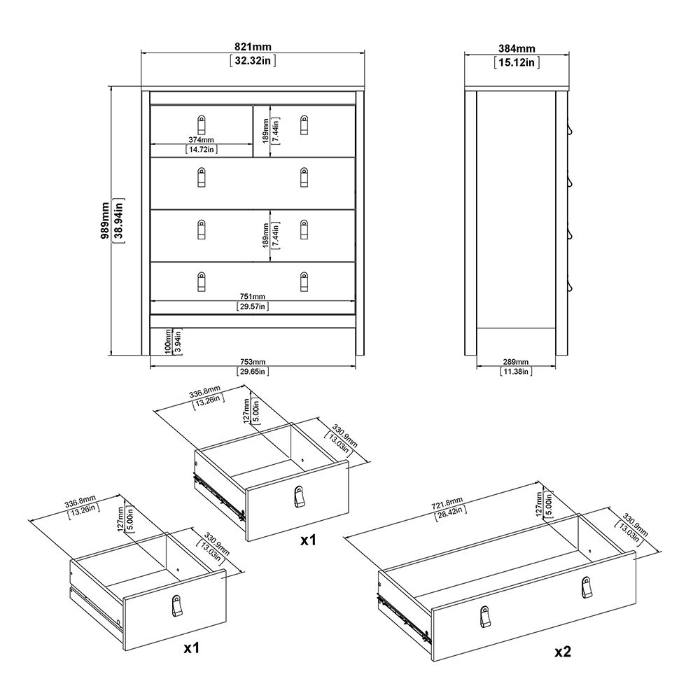 Wooden Bedroom Furniture Set With 2 Doors Wardrobe - Madrid