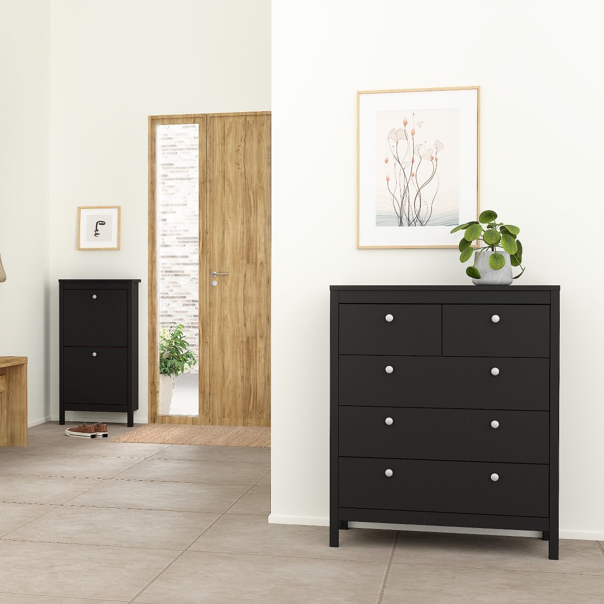 Wooden Bedroom Furniture Set With 2 Doors Wardrobe - Madrid