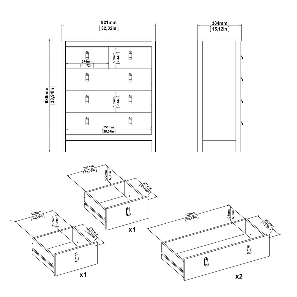 Wooden Bedroom Furniture Set With 2 Doors Wardrobe - Madrid