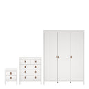 Wooden 3 Piece Bedroom Furniture Set With 3 Doors Wardrobe - Barcelona