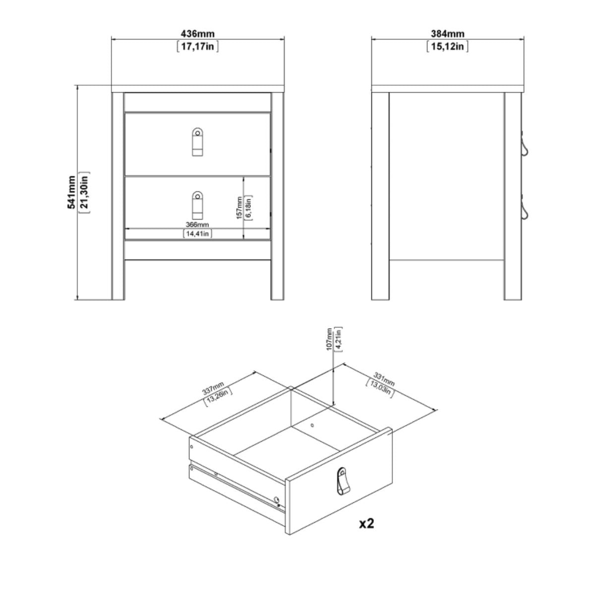 Wooden Bedroom Furniture Set With 3 Doors Wardrobe - Madrid
