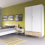 Wooden Bedroom Furniture Set 3 Piece With 2 Doors Wardrobe - Oslo