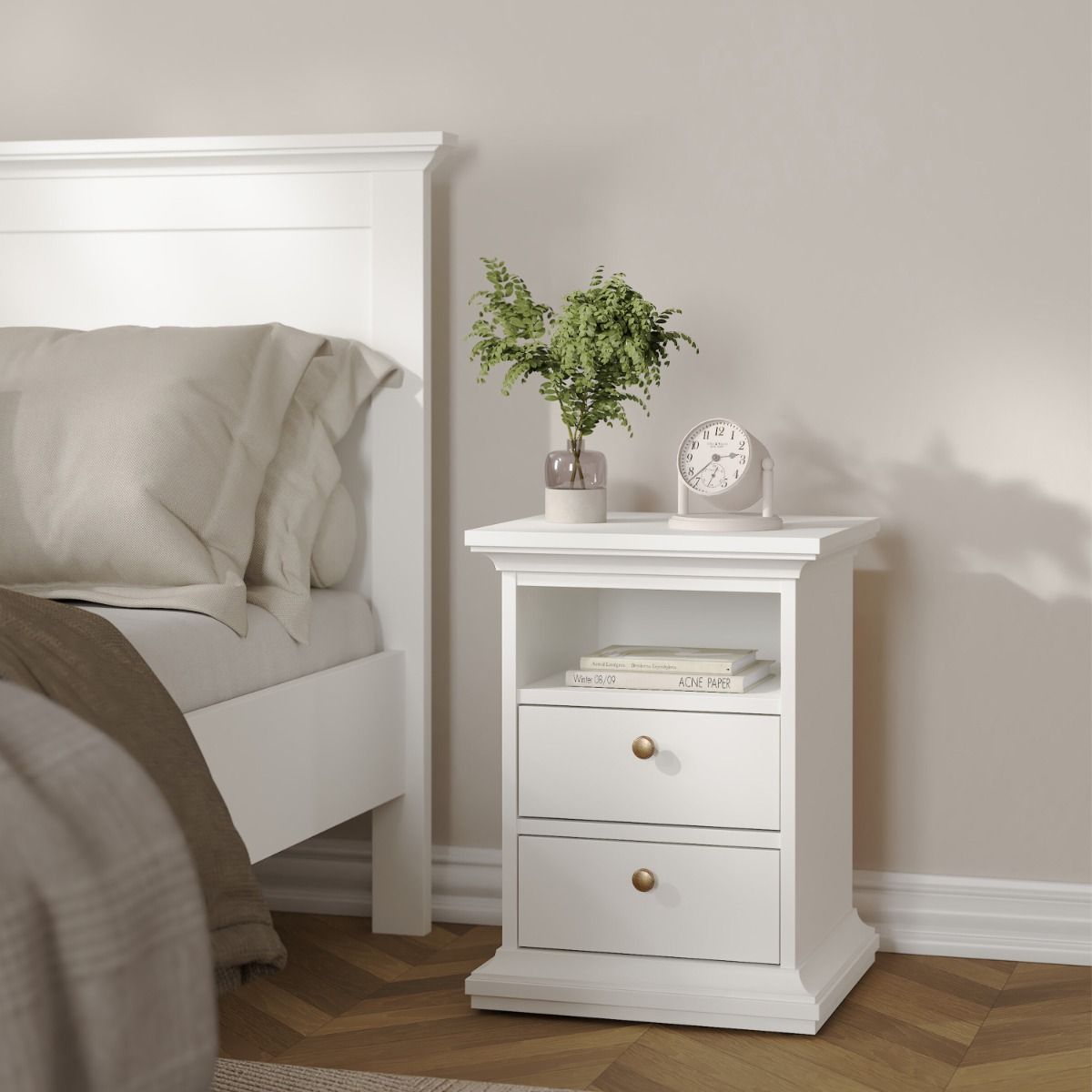 Wooden Bedroom Furniture Set 3 Piece With 2 Doors Wardrobe - Paris