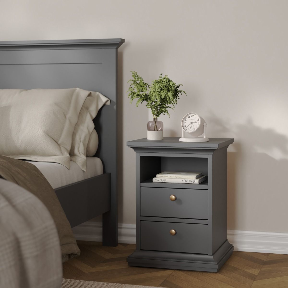 Wooden Bedroom Furniture Set 3 Piece With 2 Doors Wardrobe - Paris