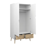 Wooden Bedroom Furniture Set 3 Piece With Bedside And 2 Doors Wardrobe - Oslo