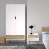 Wooden Bedroom Furniture Set 3 Piece With Bedside And 2 Doors Wardrobe - Oslo