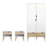 Wooden Bedroom Furniture Set 3 Piece With Bedside And 2 Doors Wardrobe - Oslo