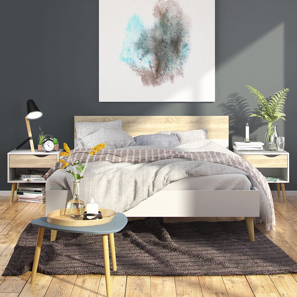 Wooden Bedroom Furniture Set 3 Piece With Double Bed - Oslo