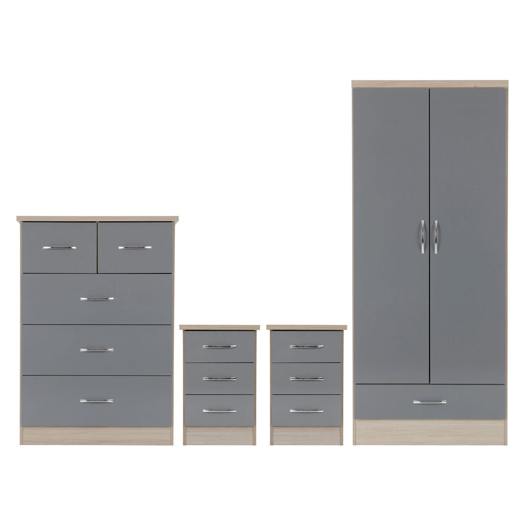 Wooden Bedroom Furniture Set With 2 Doors Wardrobe - Nevada