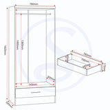 Wooden Bedroom Furniture Set With 2 Doors Wardrobe - Nevada