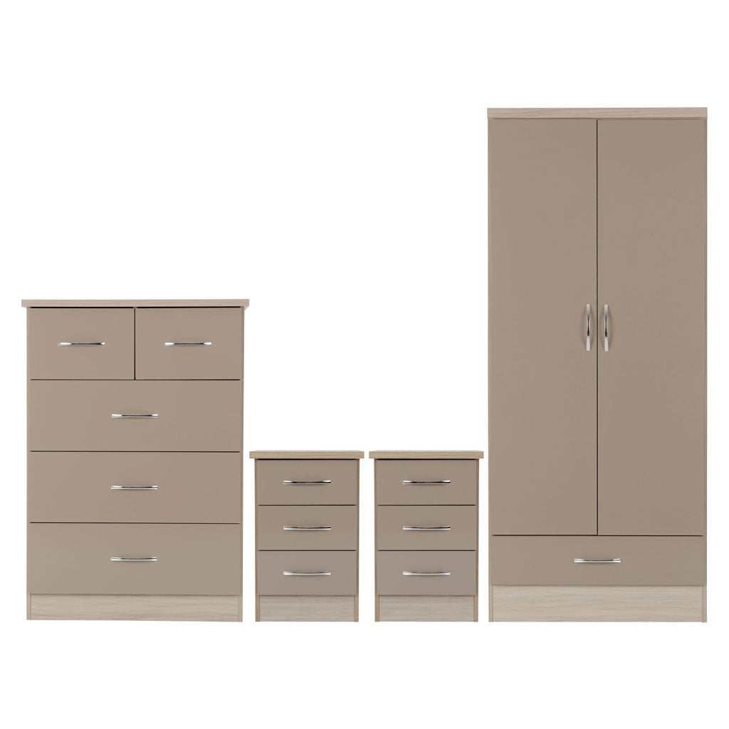 Wooden Bedroom Furniture Set With 2 Doors Wardrobe - Nevada