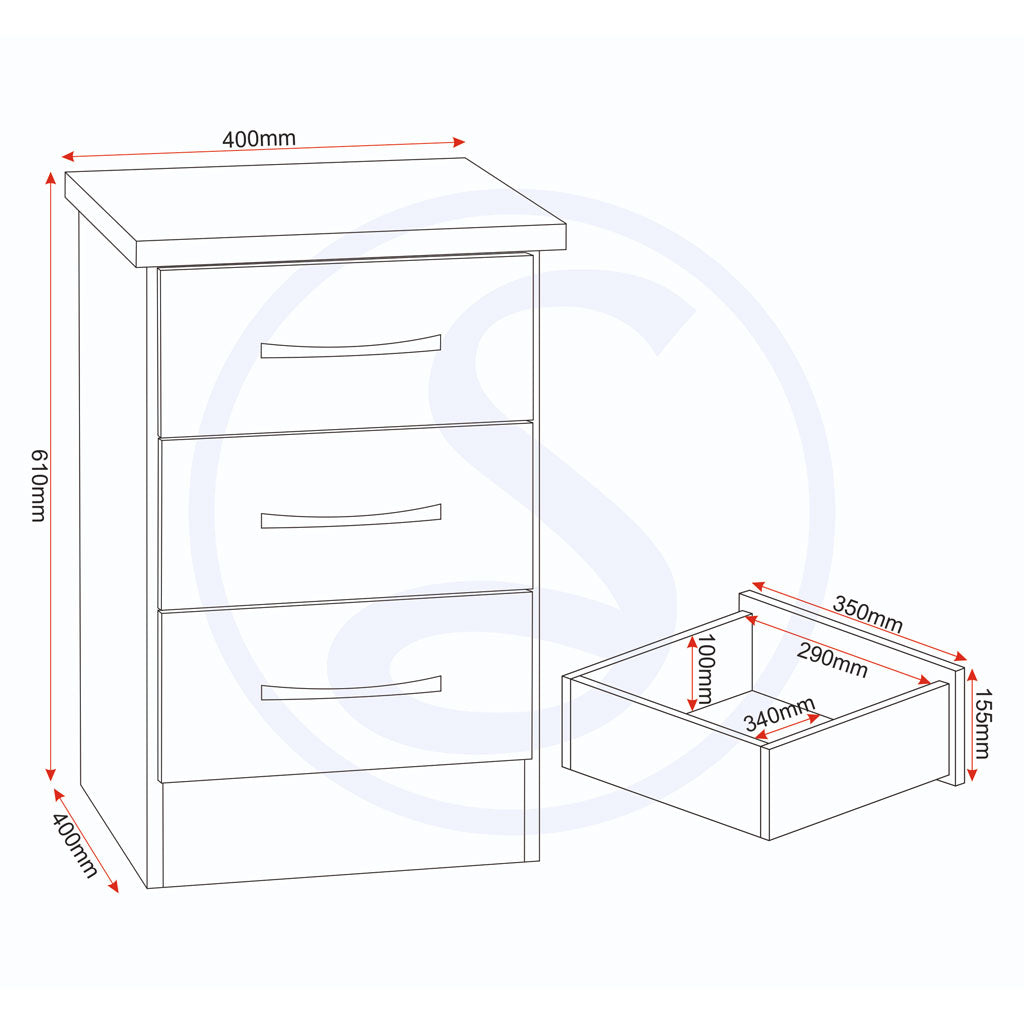 Wooden Bedroom Furniture Set With 2 Doors Wardrobe - Nevada