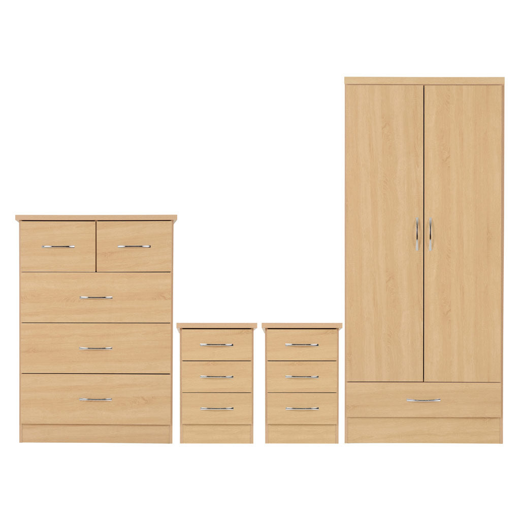 Wooden Bedroom Furniture Set With 2 Doors Wardrobe - Nevada