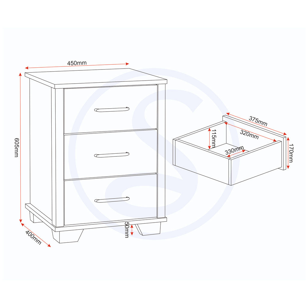 Wooden Bedroom Furniture Set With 2 Doors Wardrobe - Oliver