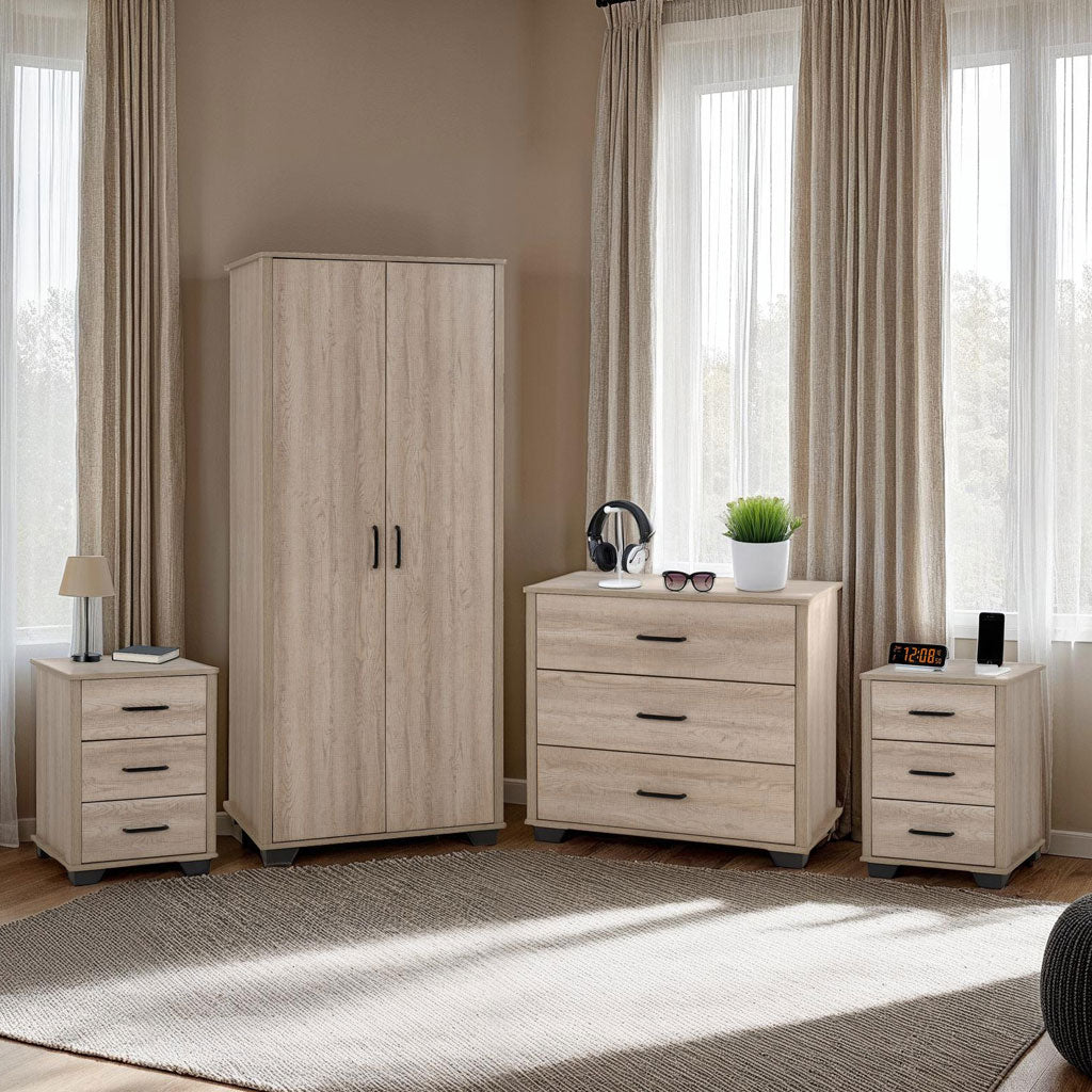 Wooden Bedroom Furniture Set With 2 Doors Wardrobe - Oliver