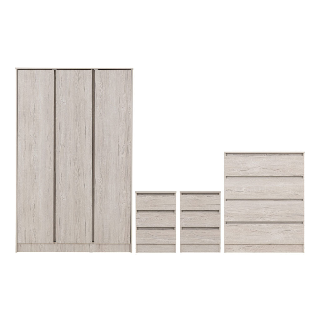 Wooden Bedroom Furniture Set With 3 Doors Wardrobe - Malvern