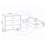 Wooden Bedroom Furniture Set With 3 Doors Wardrobe - Oliver