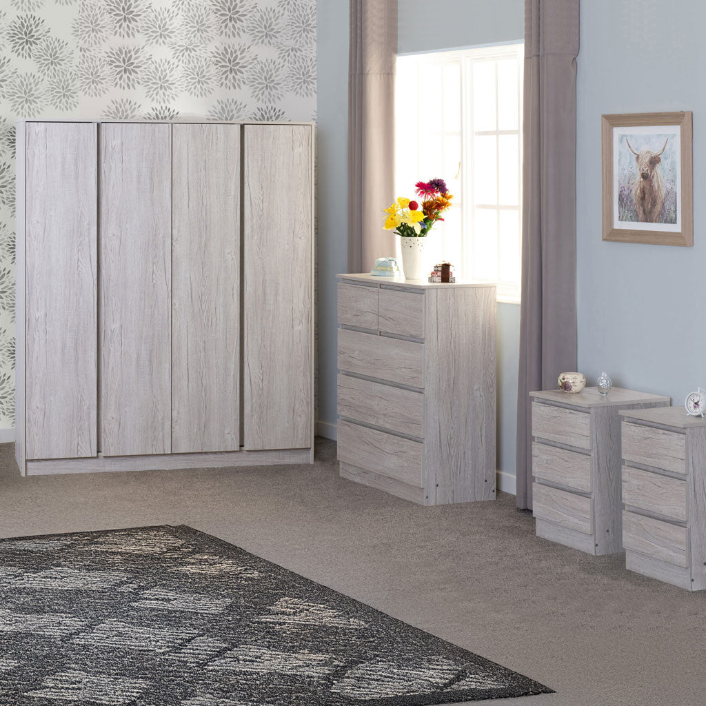 Wooden Bedroom Furniture Set With 4 Doors Wardrobe - Malvern