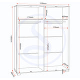 Wooden Bedroom Furniture Set With 4 Doors Wardrobe - Oliver