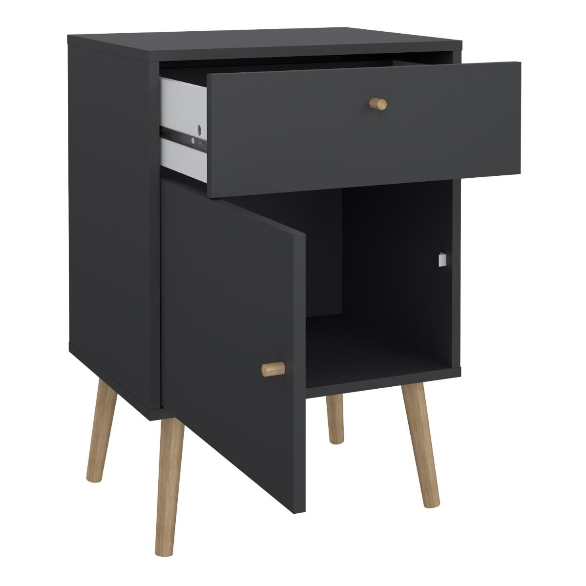 Wooden Bedside Cabinet With 1 Door And 1 Drawer - Cumbria