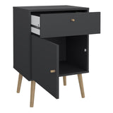 Wooden Bedside Cabinet With 1 Door And 1 Drawer - Cumbria