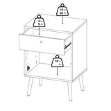 Wooden Bedside Cabinet With 1 Door And 1 Drawer - Cumbria