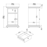 Wooden Bedside cabinet With 1 Door And 1 Drawer - Paris