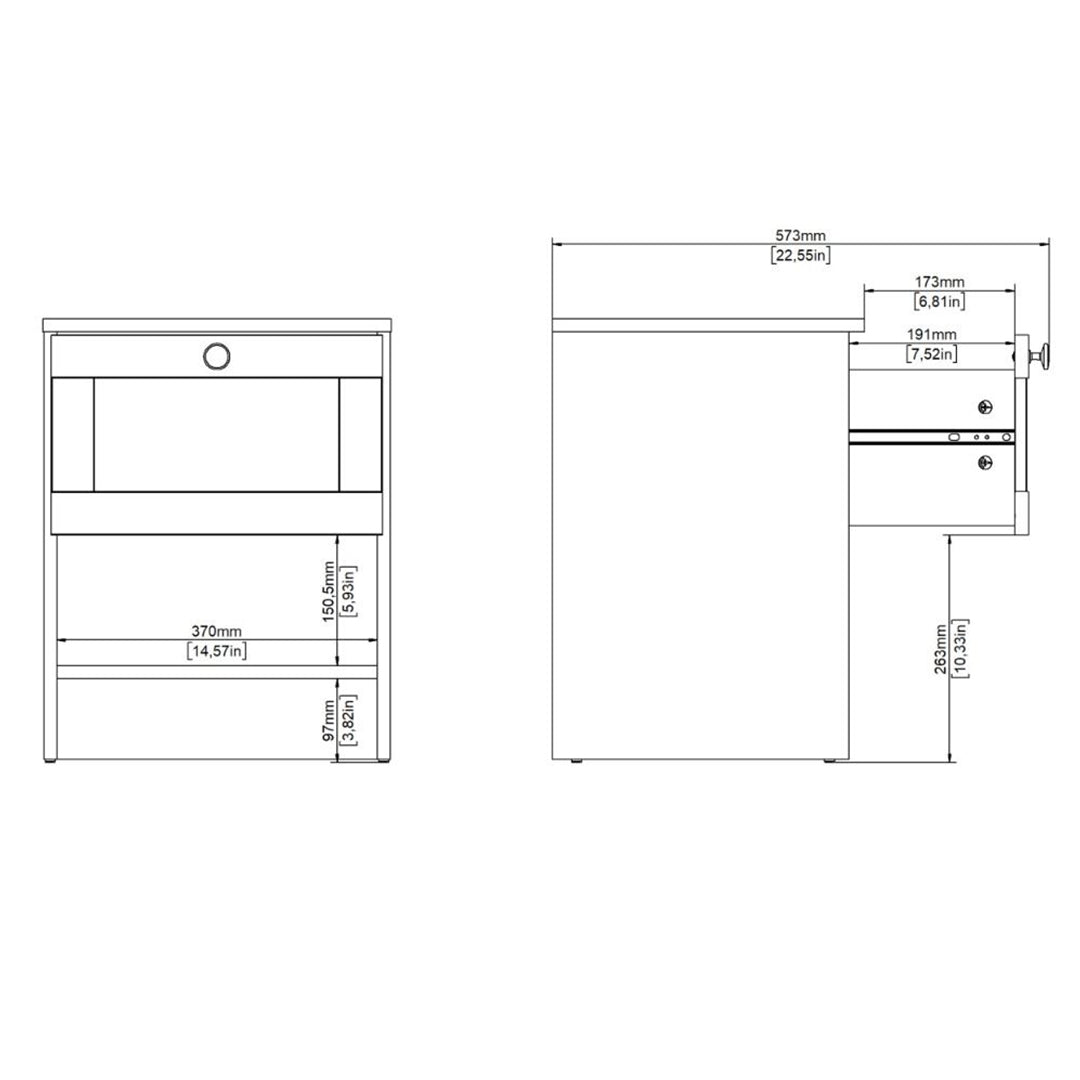 Wooden Bedside Cabinet With 1 Drawer - Brande