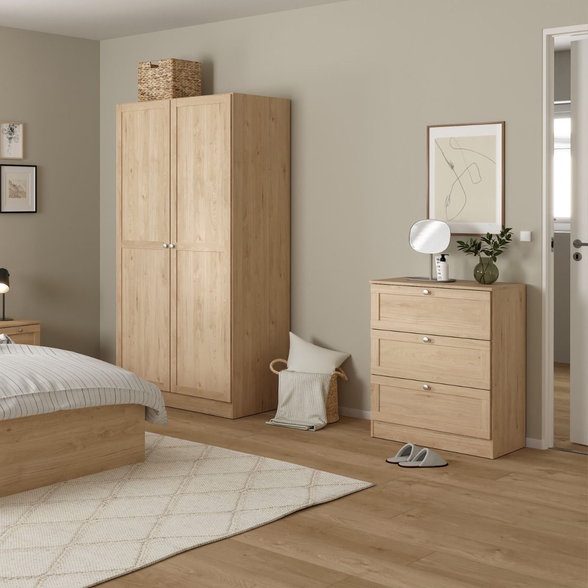 Wooden Bedside Cabinet With 1 Drawer - Brande