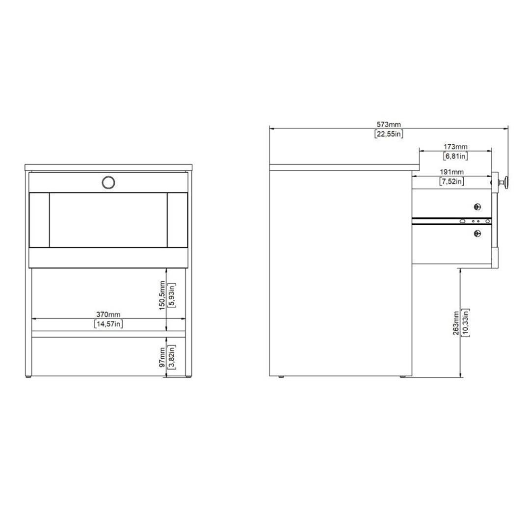 Wooden Bedside Cabinet With 1 Drawer - Brande