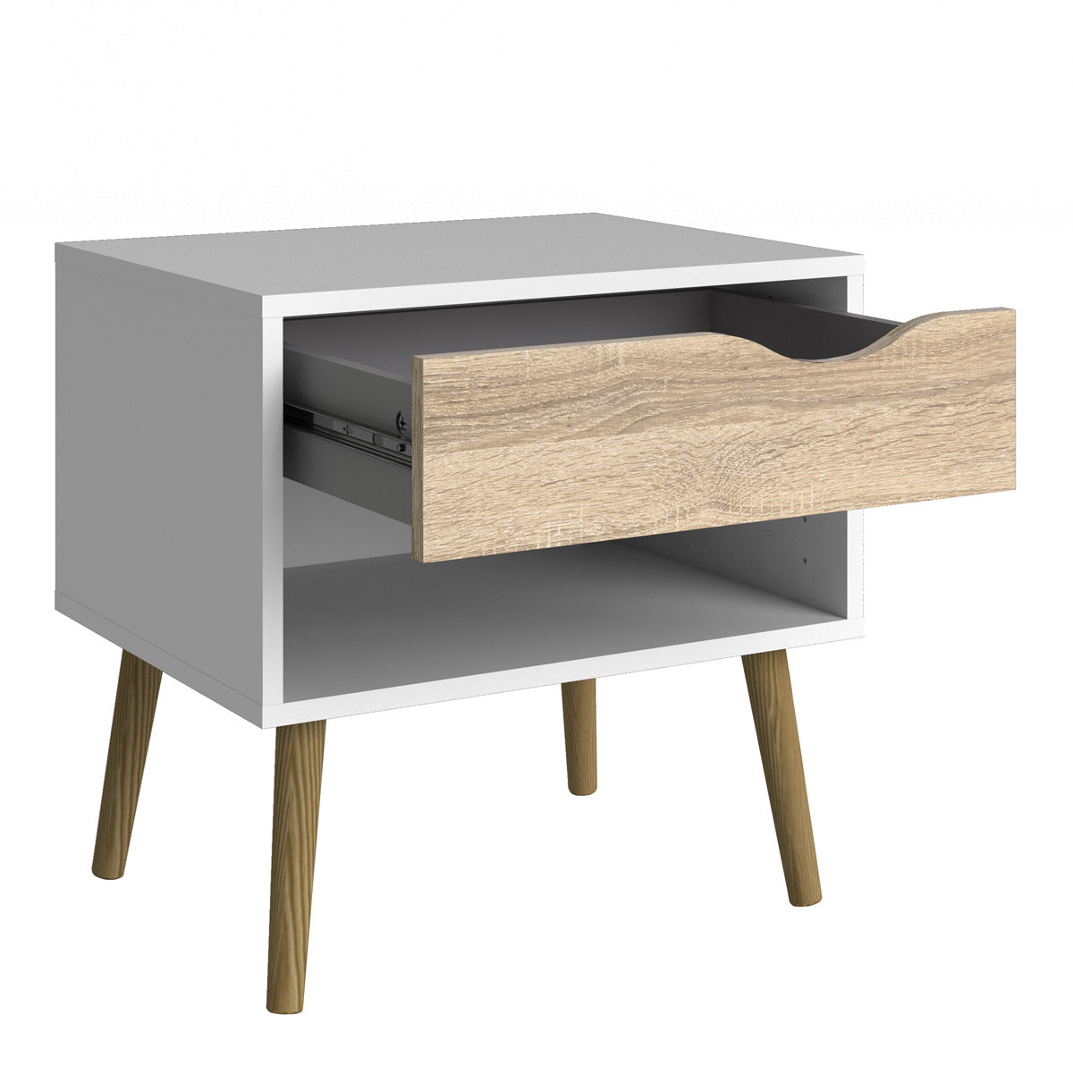 Wooden Bedside Cabinet With 1 Drawer - Oslo