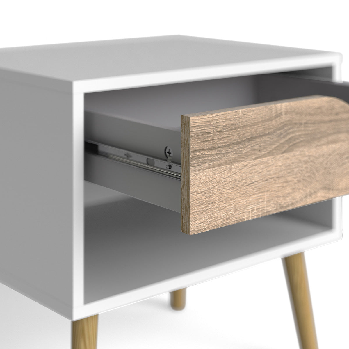 Wooden Bedside Cabinet With 1 Drawer - Oslo