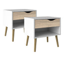 Wooden Bedside Cabinet With 1 Drawer in Set Of 2 - Oslo