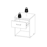 Wooden Bedside Cabinet With 1 Drawer - Space