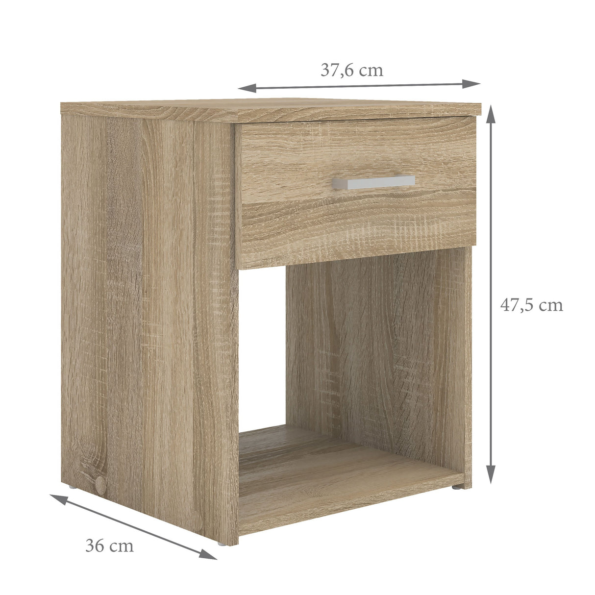 Wooden Bedside Cabinet With 1 Drawer - Space