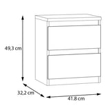 Wooden Bedside Cabinet With 2 Drawers - Edmore