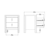Wooden Bedside Cabinet With 2 Drawers - Madrid