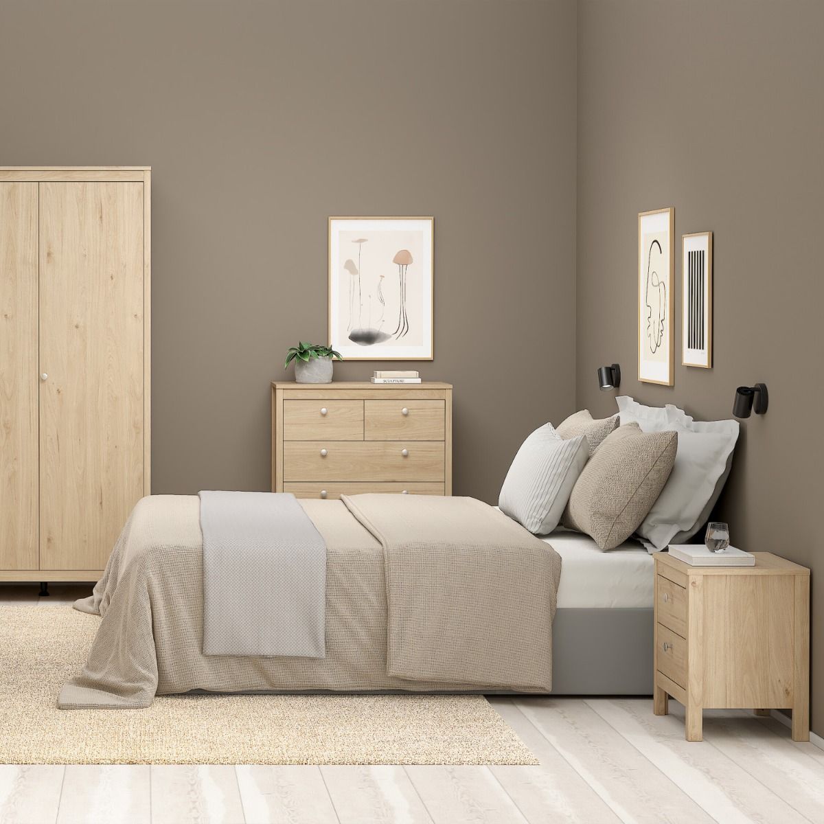 Wooden Bedside Cabinet With 2 Drawers - Madrid