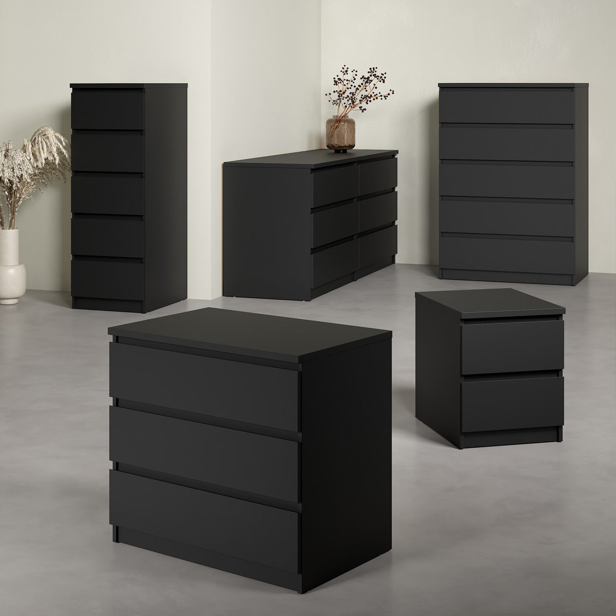 Wooden Bedside Cabinet With 2 Drawers - Naia